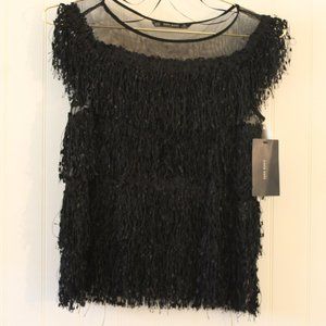 Zara ✤ Layered Fringe Frill Ruffle Sheer Blouse